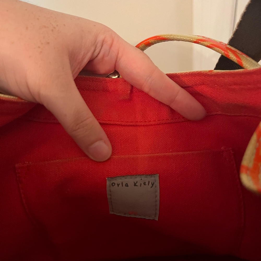 Orla Kiley Beige and Red Patterned Hobo Bag - Picture 5 of 5